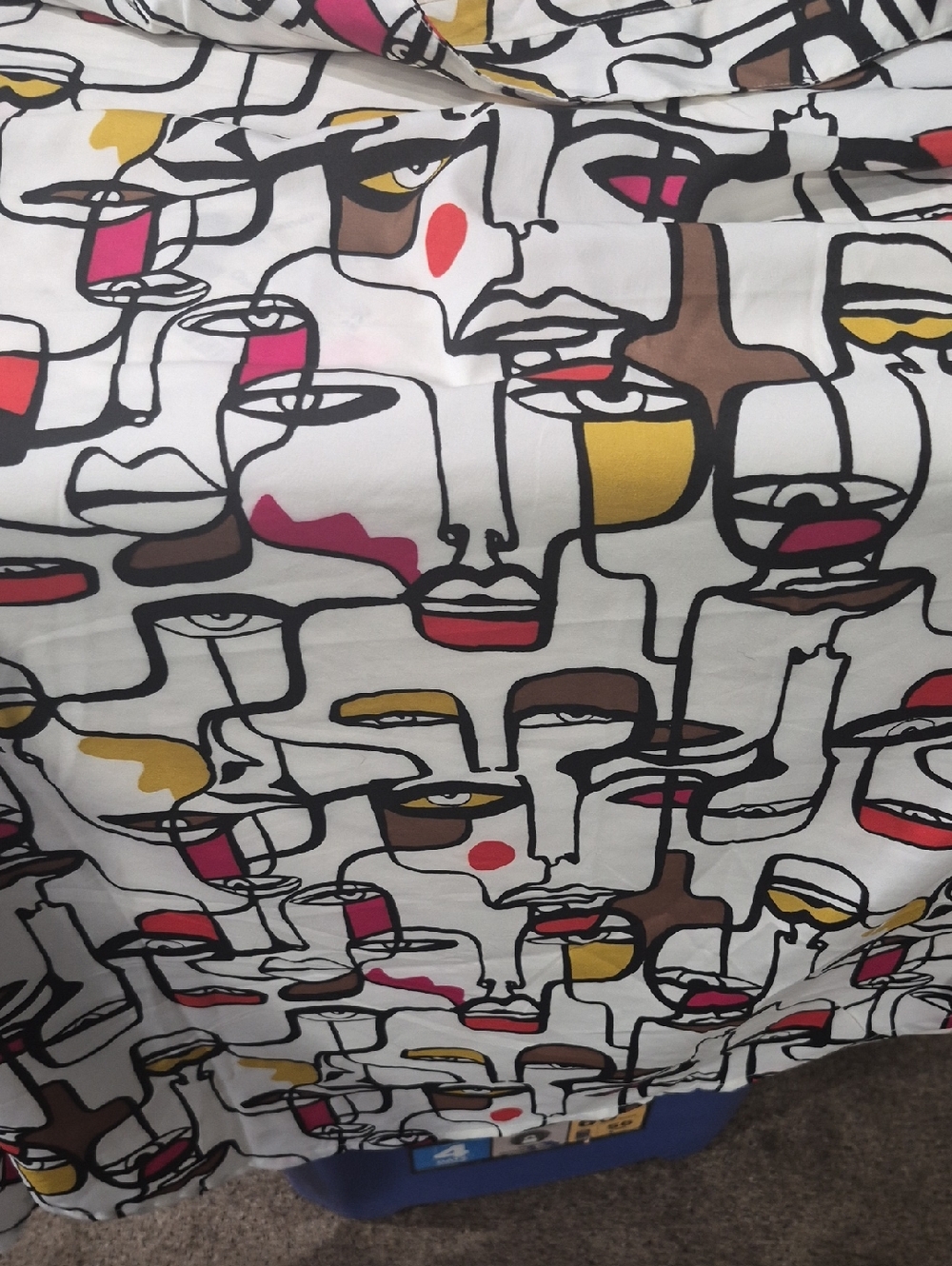 Yeezy White Graphic Faces Print Blouse with Pink, Yellow and Brown Accents